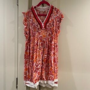 Poupette St Barth coral and White Dress